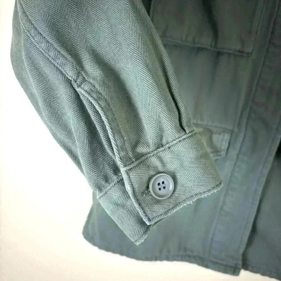 Topshop Green Military Safari 100% Cotton 4 Pocket Button Down Jacket Size 4 - Picture 6 of 16